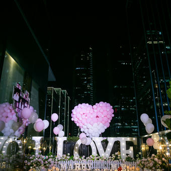 台北露台粉色气球派对布置图片，台北露台粉色气球派对布置效果图